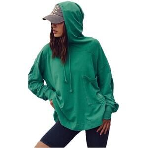 NEW! FREE PEOPLE MOVEMENT Hot Shot Hooded Layer Green Long Sleeve Small Holiday